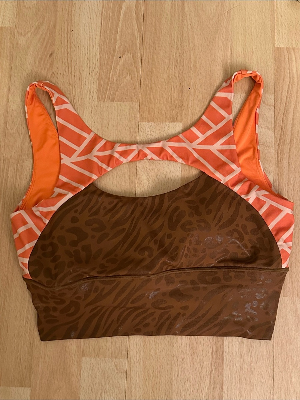 Crowned Athletics Trek of Life Animal Print Longline Sports Bra L